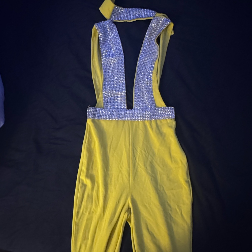 Fashion Nova Yellow and Silver Jumpsuit